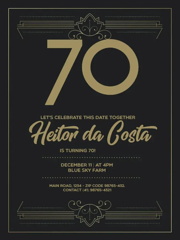 70 Years Elegant Party invitation