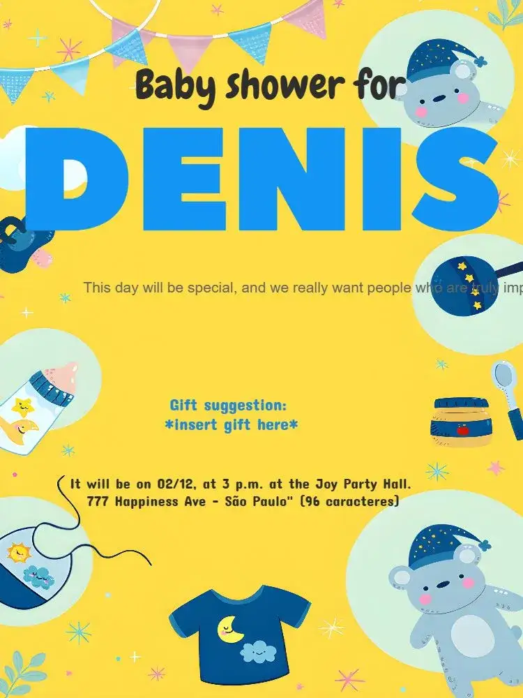 Invitation Baby Boy Shower – Diaper Shower theme blue, teddy bear, playful, modern, childlike