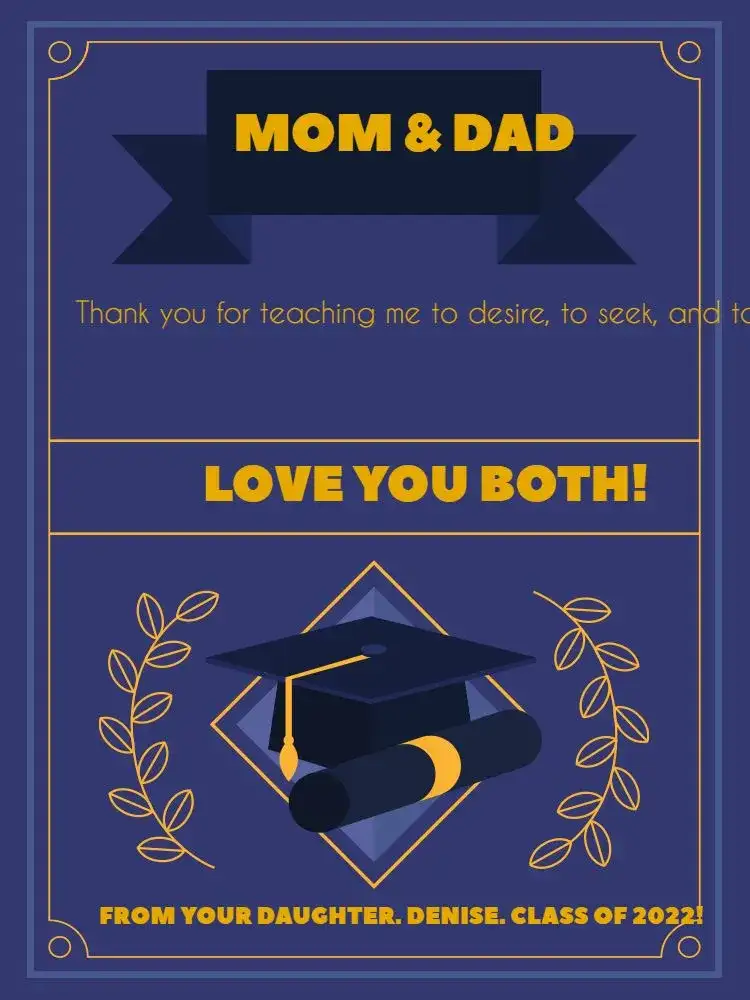 Thank You Card Elegant Graduation Cap