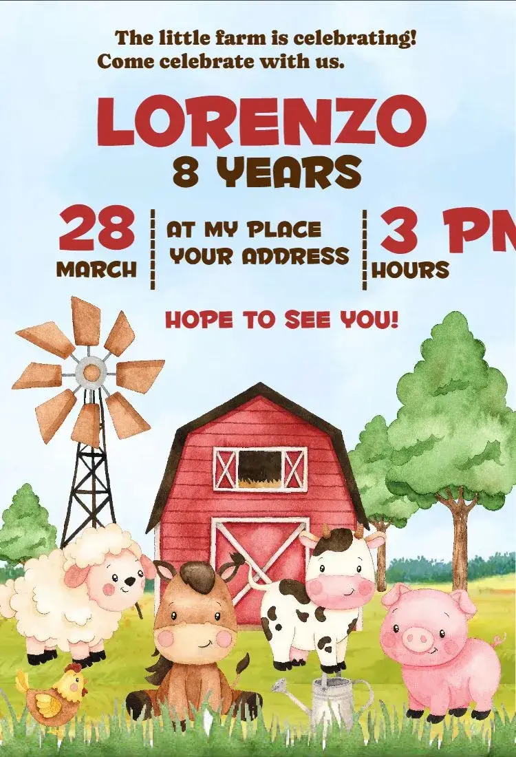 Invite Little Farm Boy 1 editable and customizable