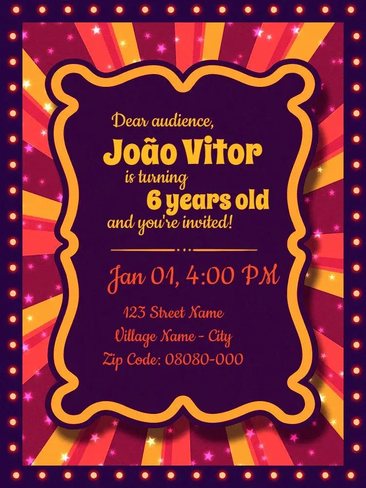 Virtual Kids - Circus Stars invitation