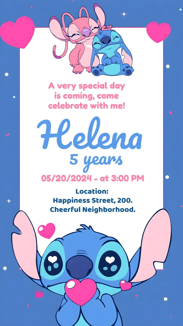 Invitation Stitch And Angel Lillo – Most searched for theme floral, colorful, fun, childish, modern