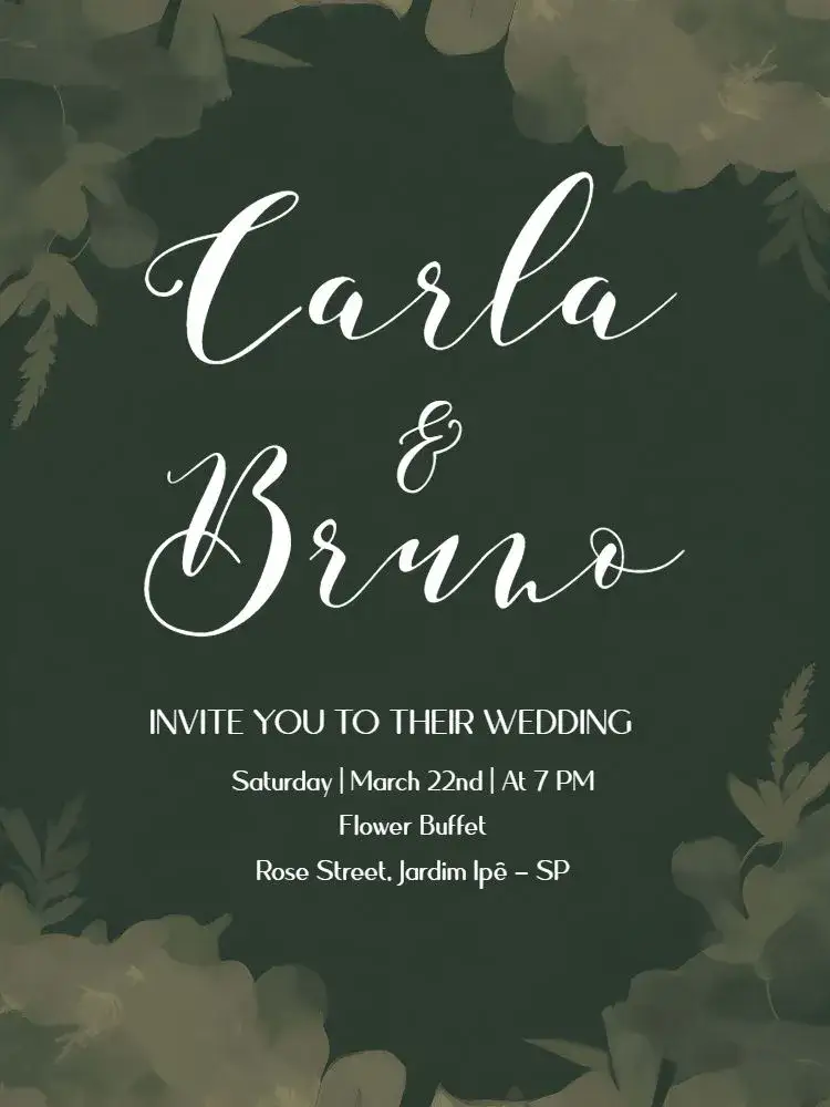 Invitation Elegant Foliage Wedding – Wedding theme foliage, elegant, green, white, modern, romantic