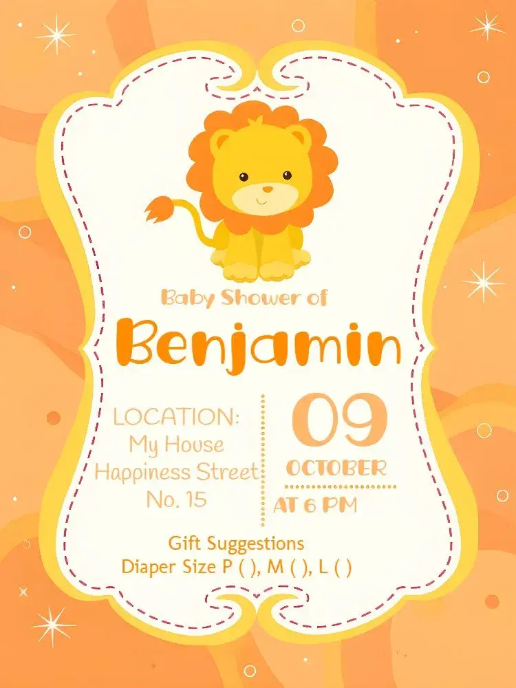Little Lion Baby Shower Digital invitation