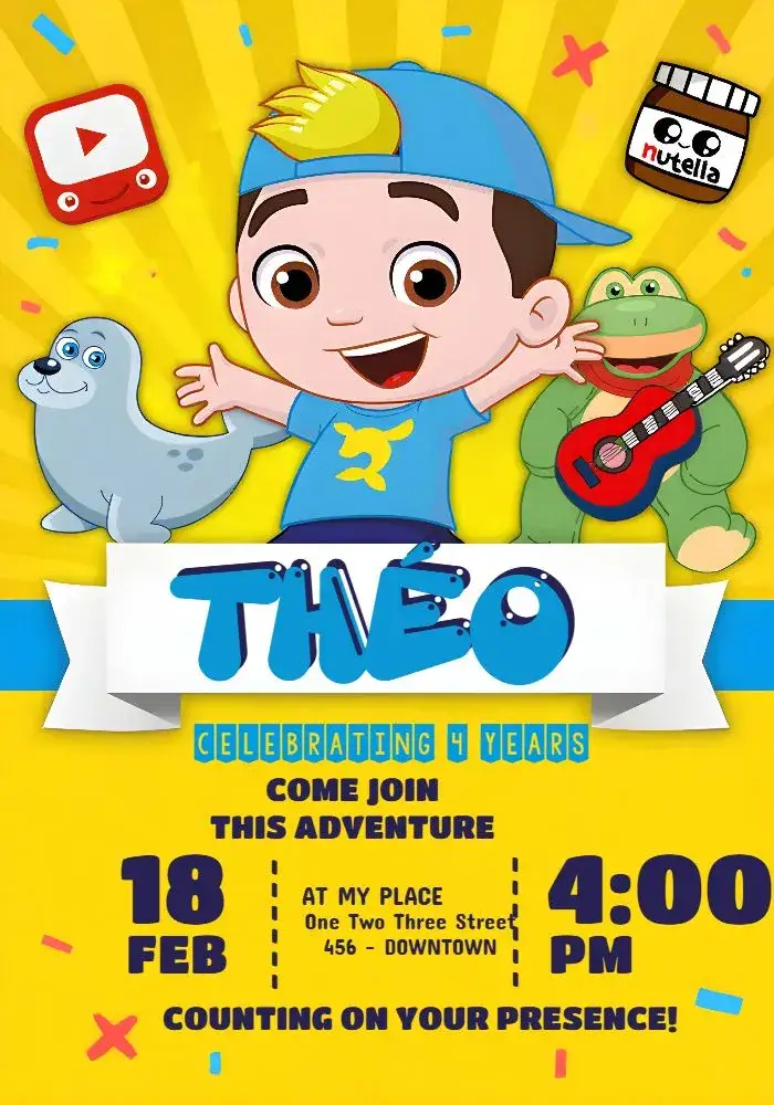 Invitation Luccas Neto White – Most searched for theme colorful, fun, playful, modern, childlike