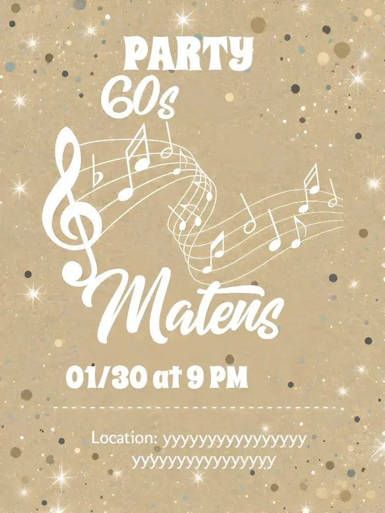 Invite 60s Musical 70 editable and customizable