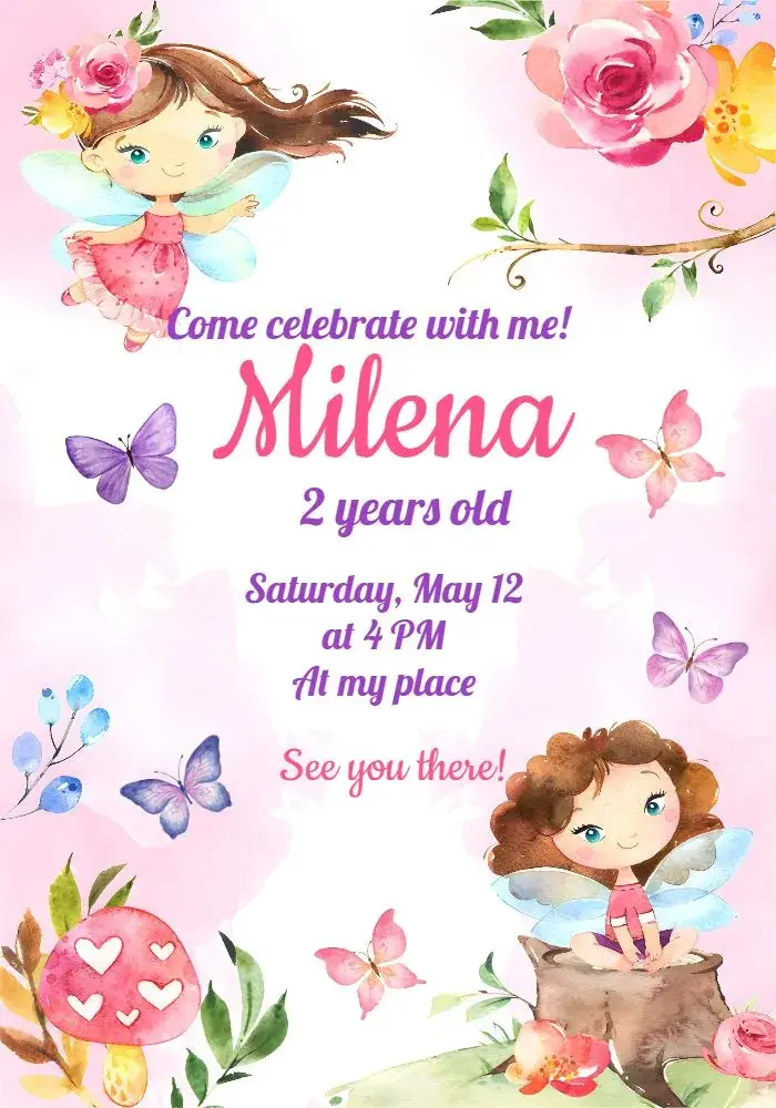 Butterfly Fairies invitation