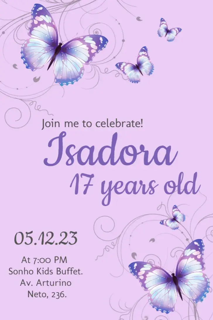 Purple Butterfly invitation