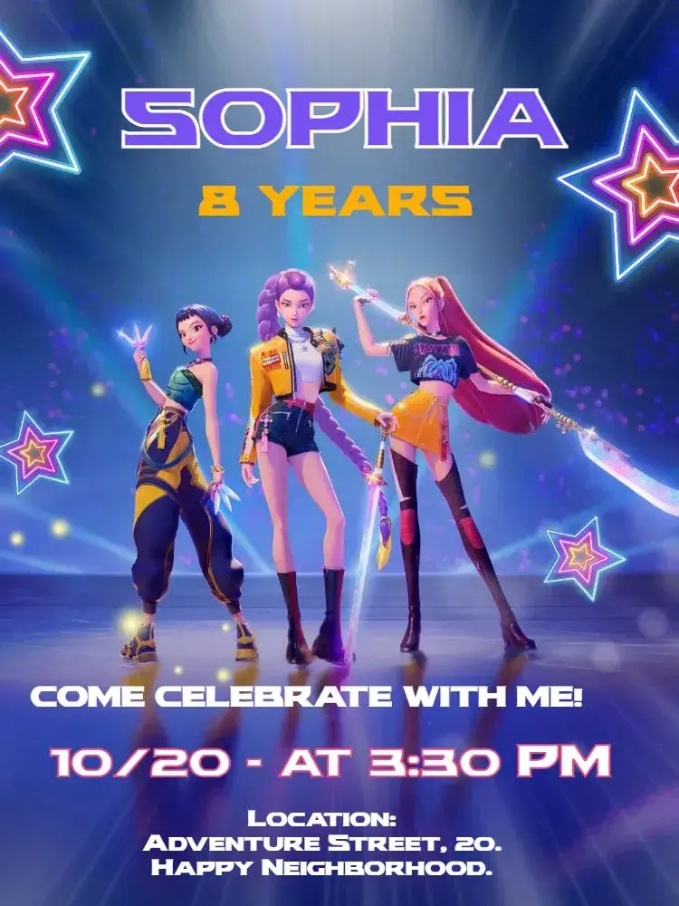 Invite Warrior K-Pop Birthday editable and customizable