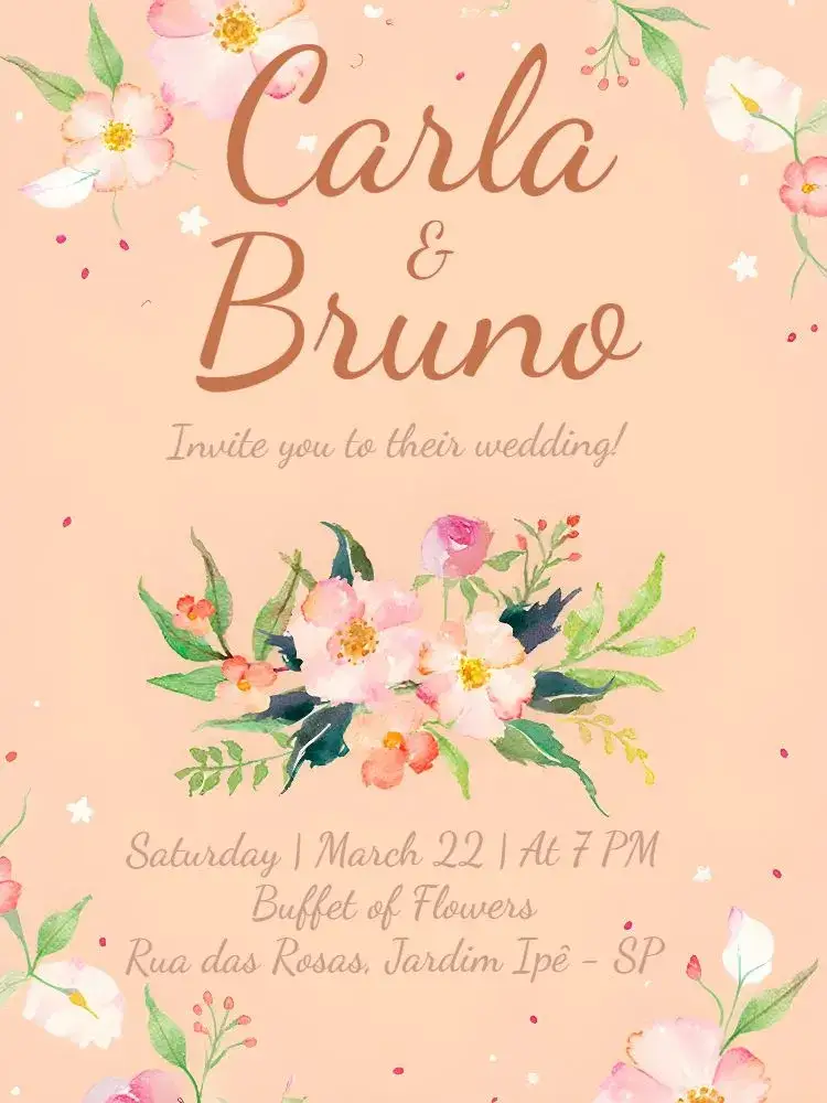 Invitation Floral Wedding - Elegant Minimalist – Wedding theme floral, minimalist, beige, white, delicate, romantic