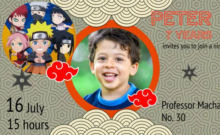 Naruto Chibi With Cloud Photo invitation