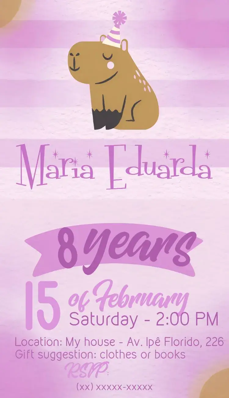 Purple Capybara invitation
