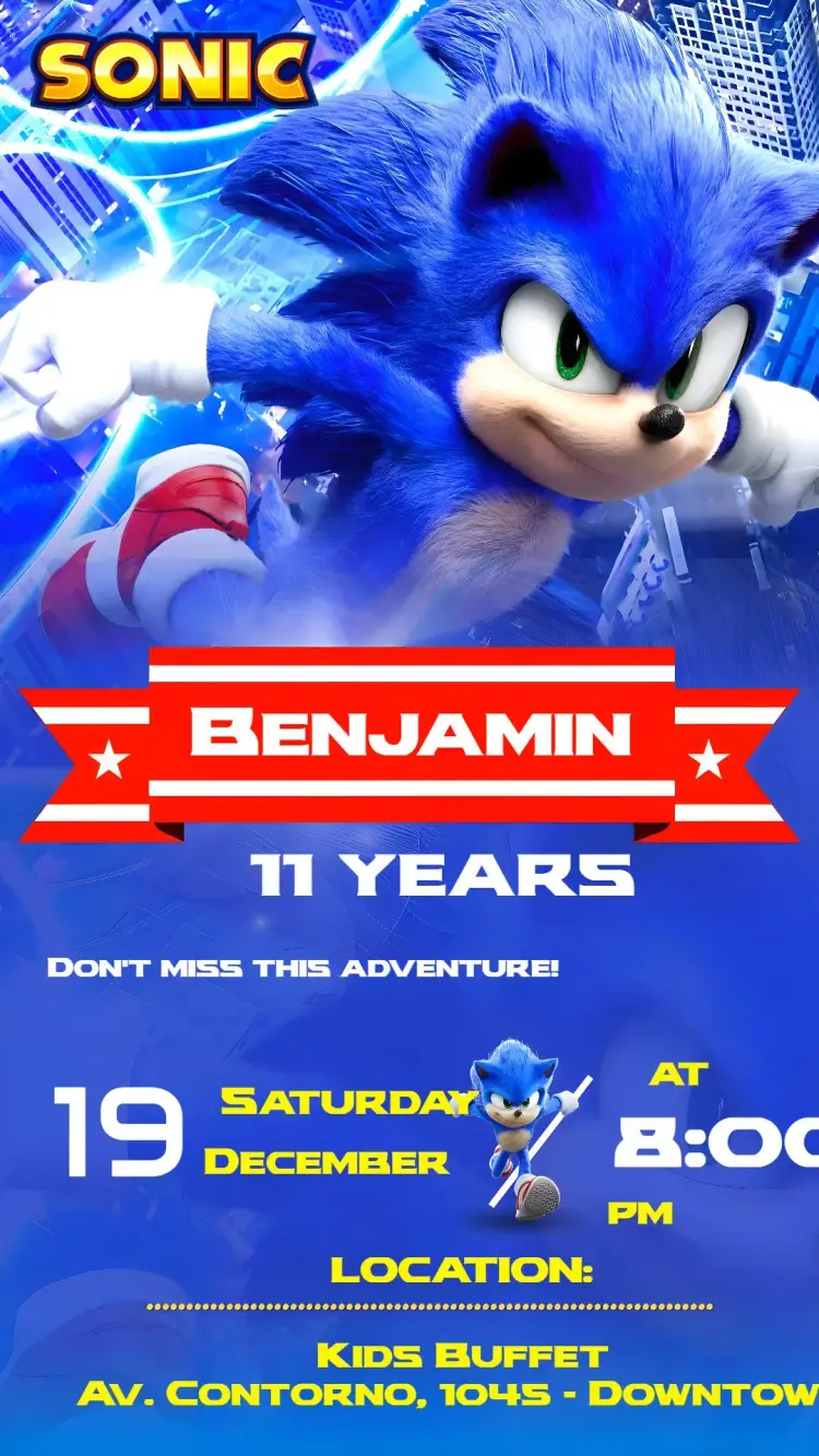 Invite Sonic editable and customizable