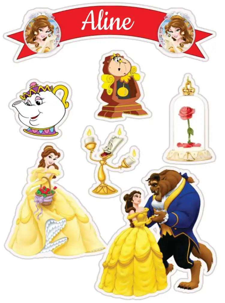 Invitation Beauty and the Beast – Cake topper theme colorful, magical, childlike, romantic, fairy tales, vintage