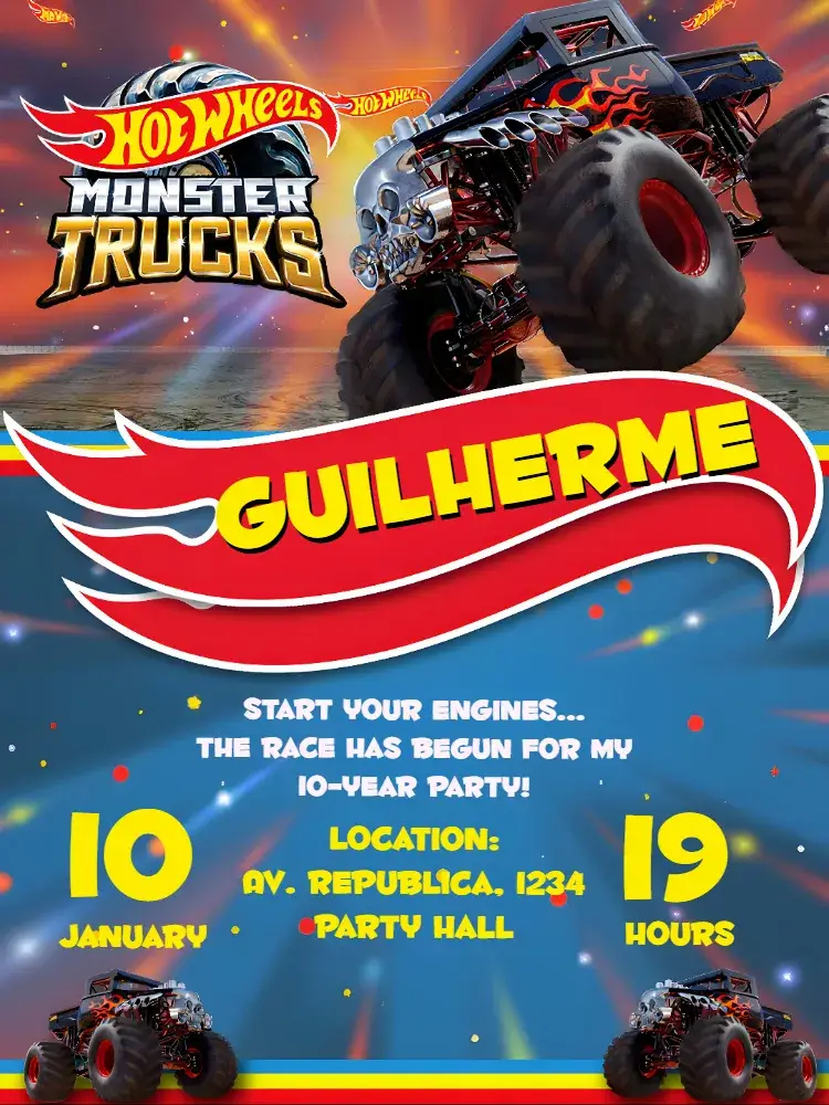 Red Hotwheels invitation