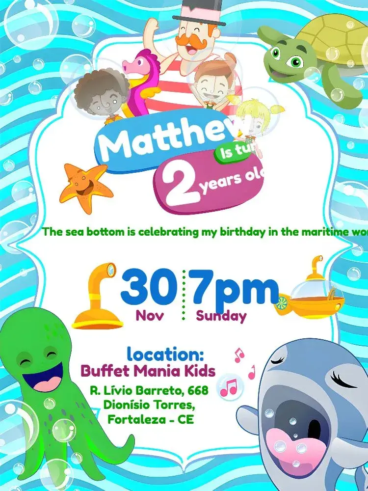 Mundo Bita Deep Sea Animals invitation