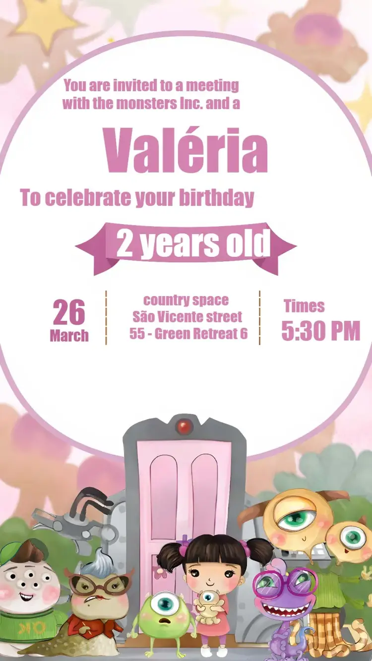 Monsters Inc. Watercolor invitation