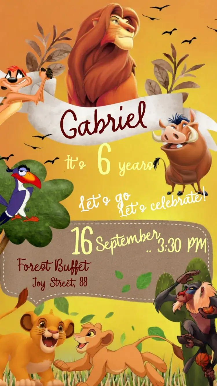 The Lion King Simba invitation