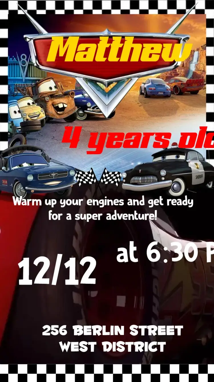 Disney Cars invitation