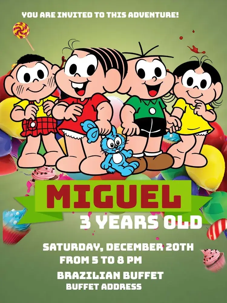 Turma Da Mônica Cascão invitation