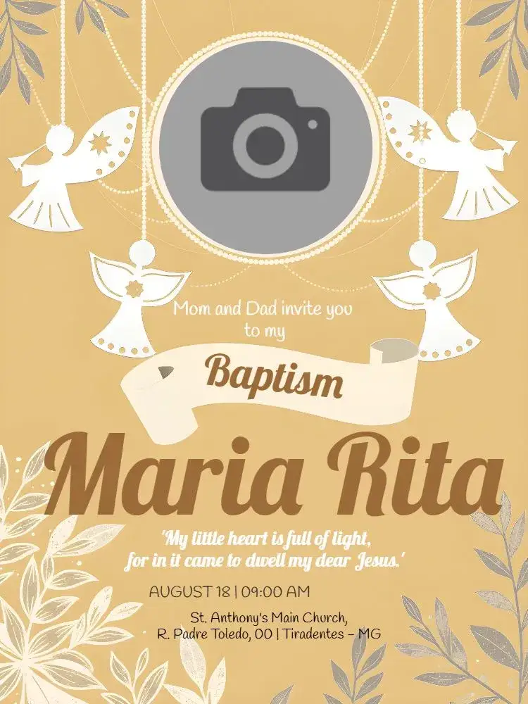 Invitation Baptism With Photo Christening – Baptism theme golden, minimalist, elegant, religious, childish, classic