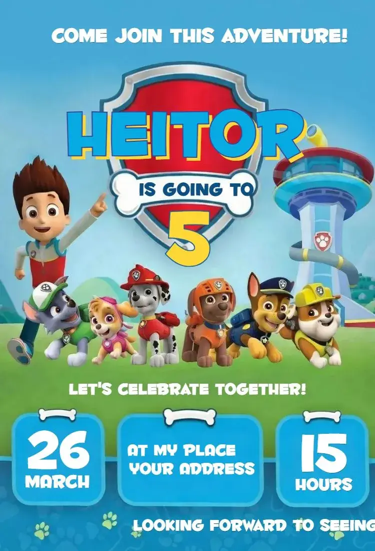 Invite Paw Patrol 4 editable and customizable