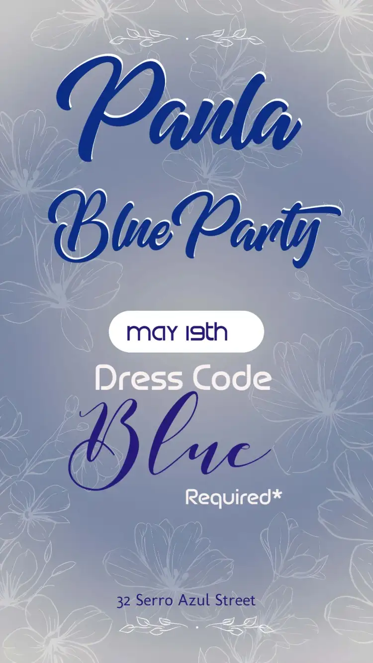 Invitation Blue Party Available – Commemorative Dates theme blue, modern, vibrant, fun-filled, cheerful, festive