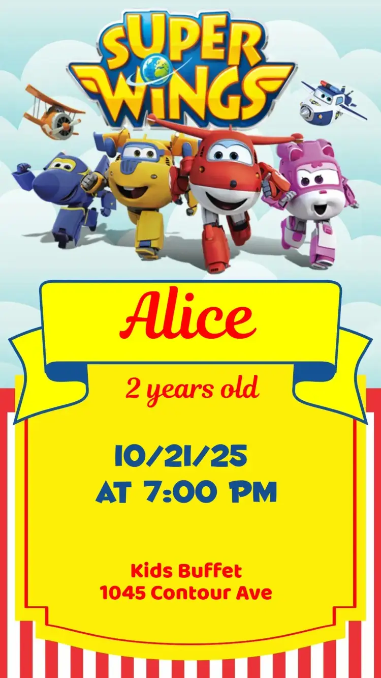 Super Wings invitation