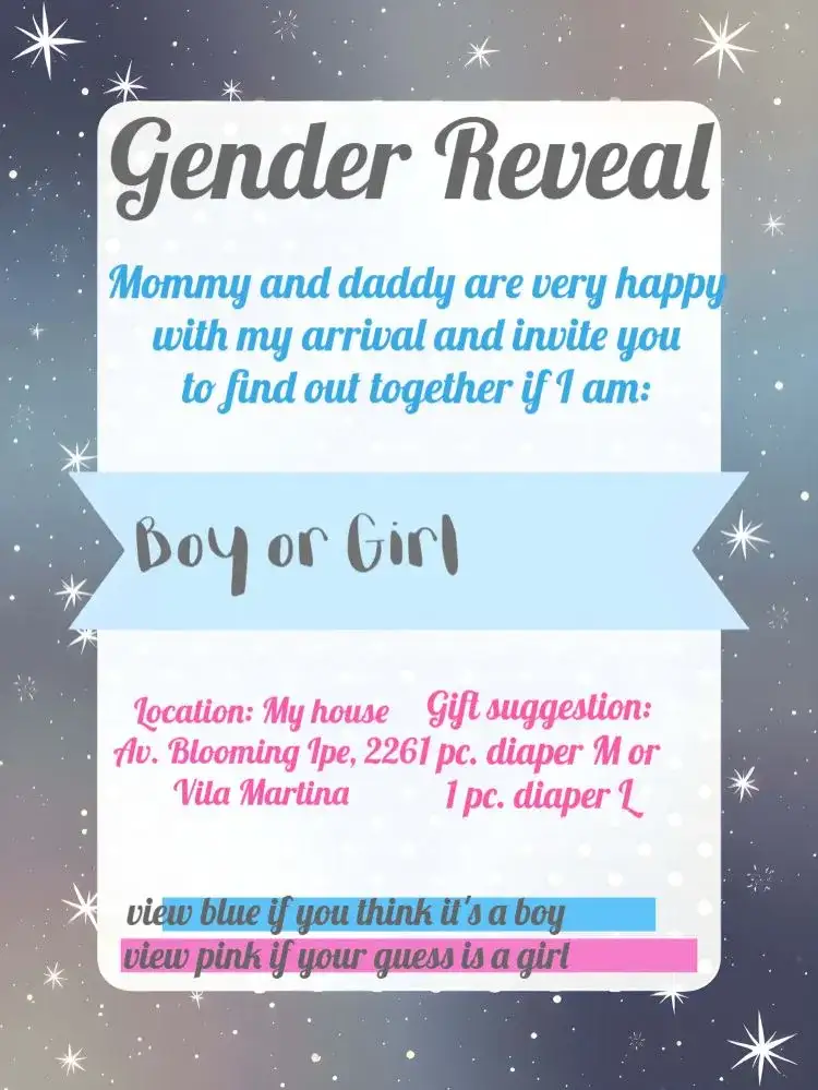 Pink And Blue Gender Reveal Tea Party Invitation