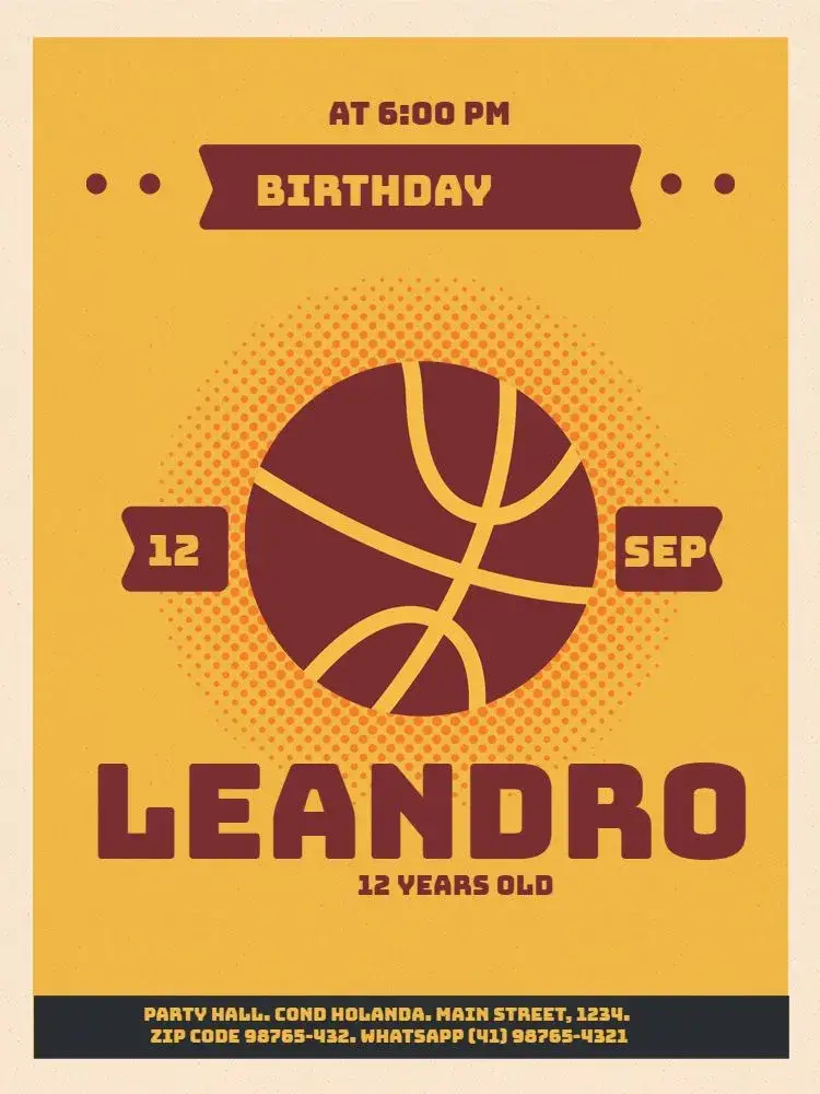 Young Yellow Basketball invitation