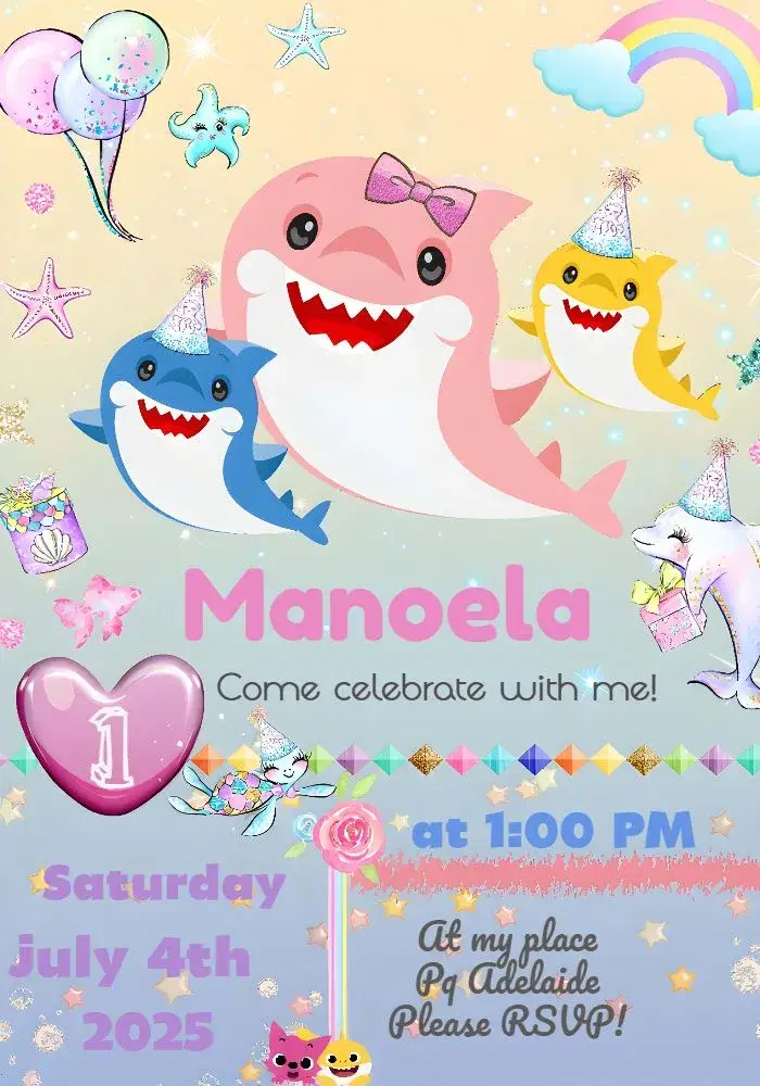 Baby Shark Year invitation