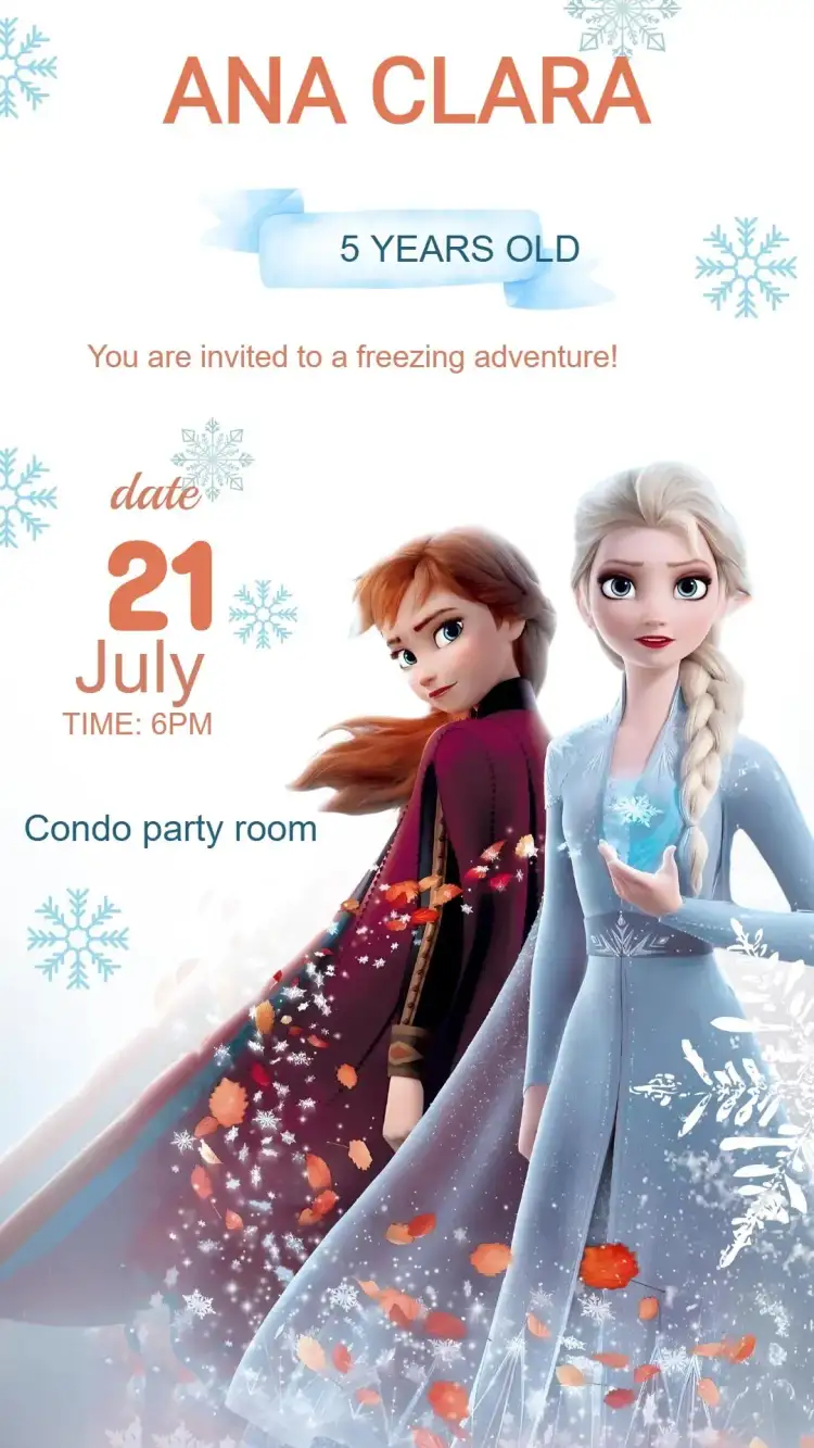Frozen Kids Party Invitation - Editable and Personalized