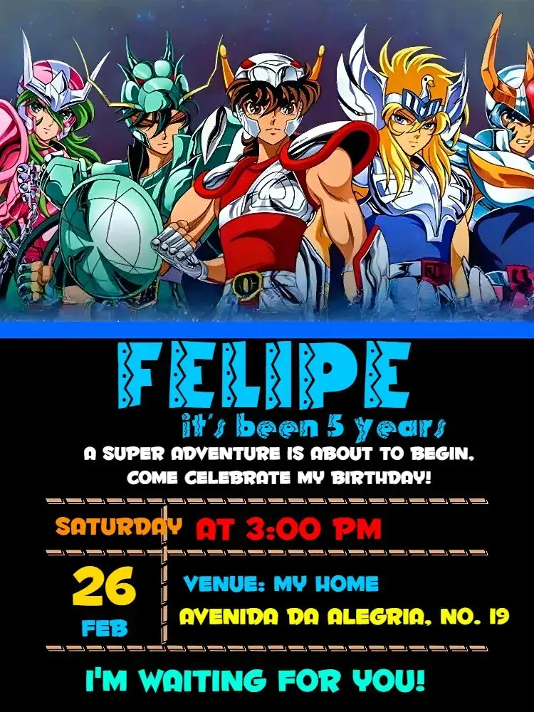 Invitation Blue Knights of the Zodiac – Commemorative Dates theme blue, modern, themed, adventure, colorful
