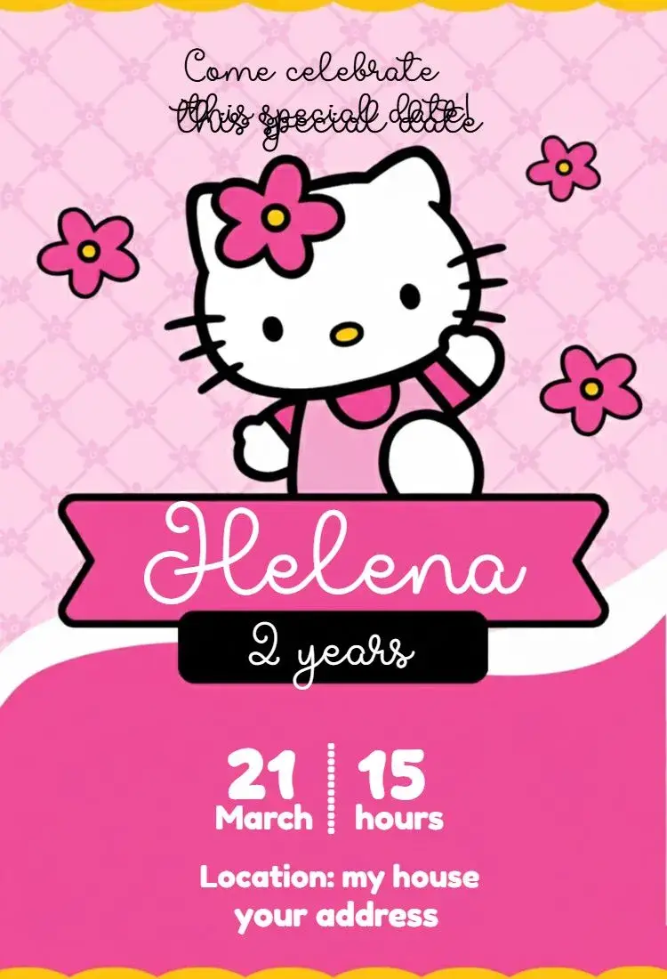 Hello Kitty 5 Invitation