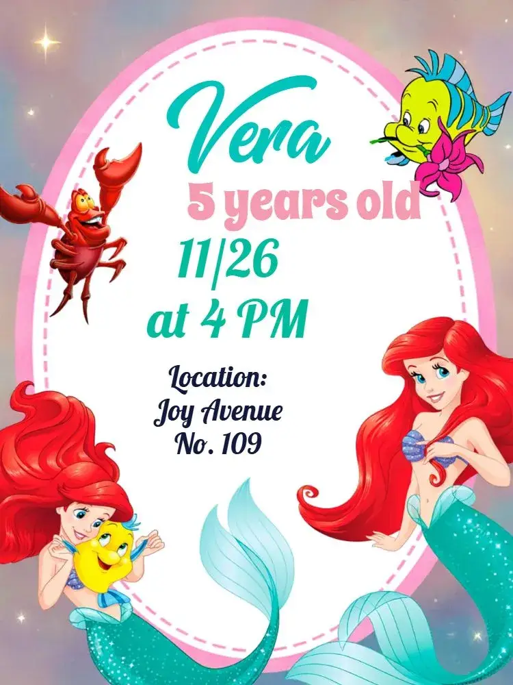 The Little Blue Mermaid invitation