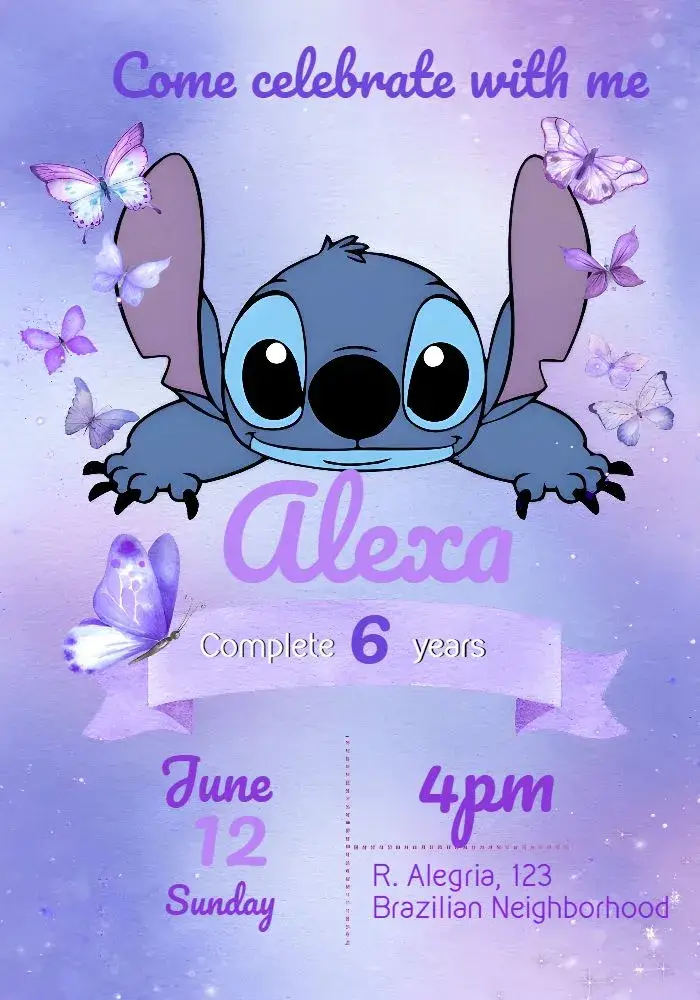 Purple Stitch invitation