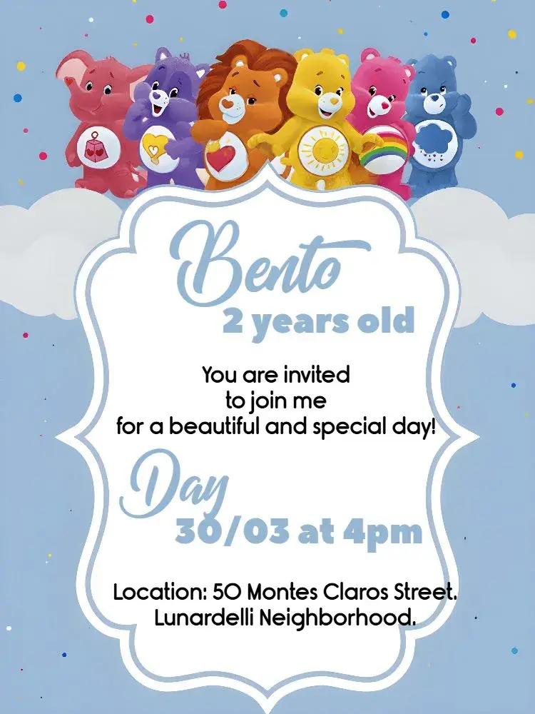 Care Bears Love invitation