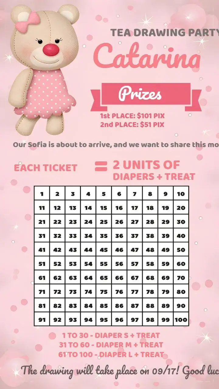 Invitation Princess Teddy Bear Tea Raffle – Raffle Tea theme delicate, feminine, modern, playful, soft, princess