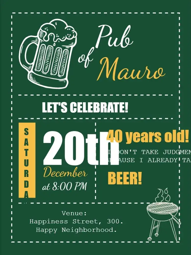 Invitation Boteco Chalkboard Chopp – Birthday theme chalkboard, pub, barbecue, masculine, relaxed, vintage