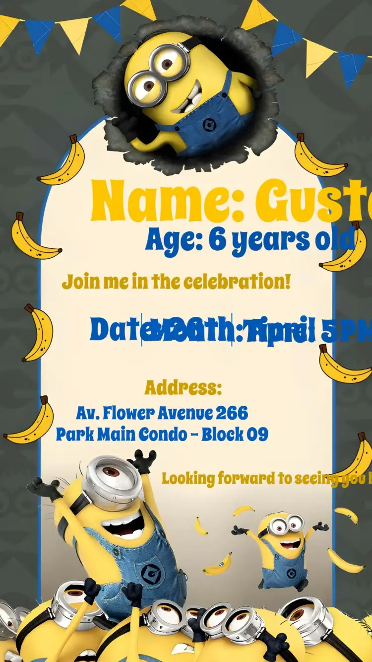 The Minions Bananas invitation