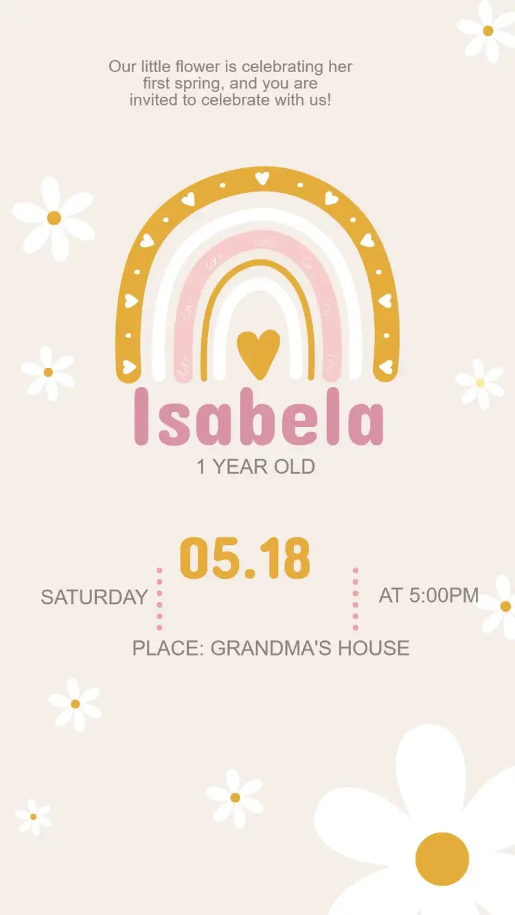 Invitation Boho Daisies Birthday Invitation – Kids' Birthday Party theme boho, floral, pastel, rustic, delicate
