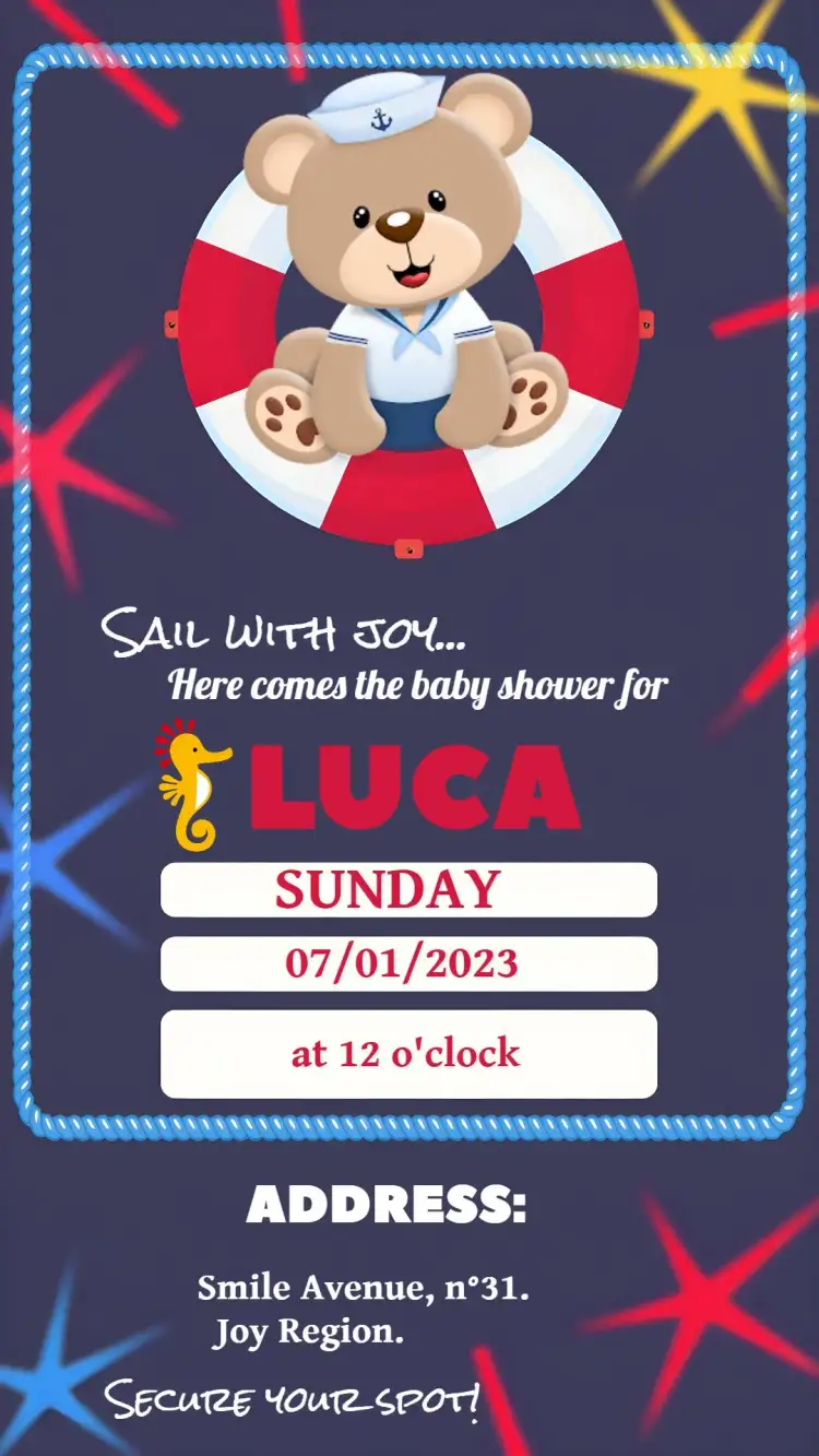 Invitation Sailor Baby Boarding Pass – Bridal Shower theme sailor-themed, childish-themed, colorful-themed, playful-themed, thematic, fun-themed