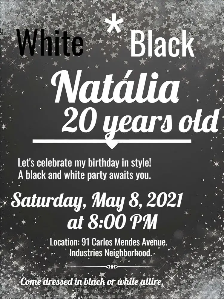 Invite Black And White Adult editable and customizable