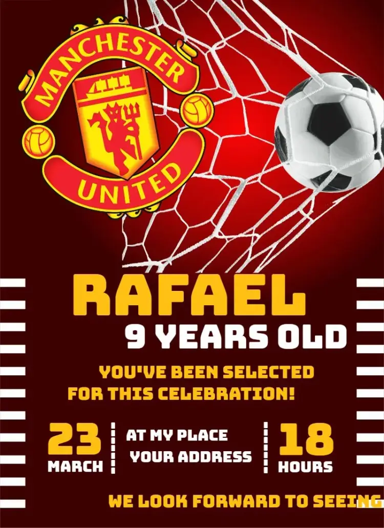 Invite Manchester United 3 editable and customizable