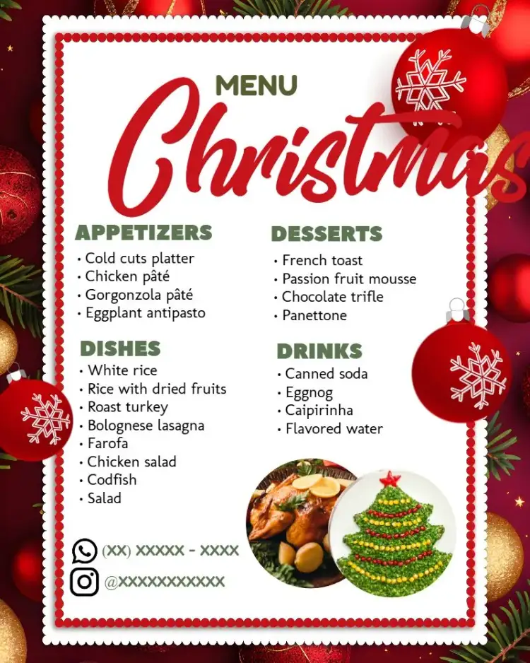 Invitation Menu Art Christmas Menu – Commemorative Dates theme pink, golden, festive, elegant, modern, cozy