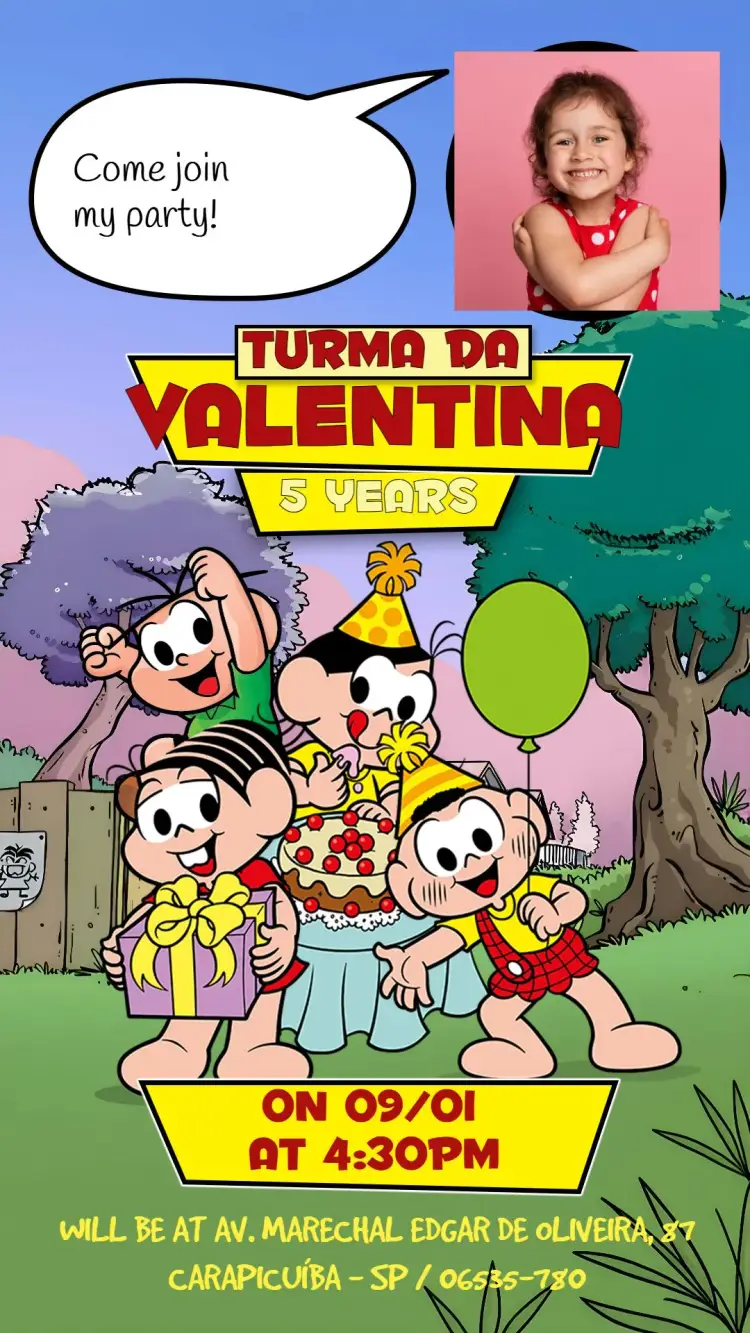 Turma Da Mônica With Cebolinha Photo invitation