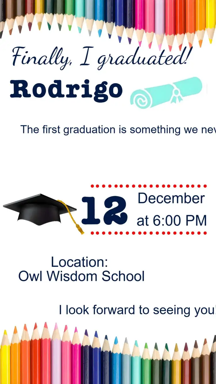 Invitation Graduation – Graduation theme modern, colorful, minimalist, classic, fun, elegant