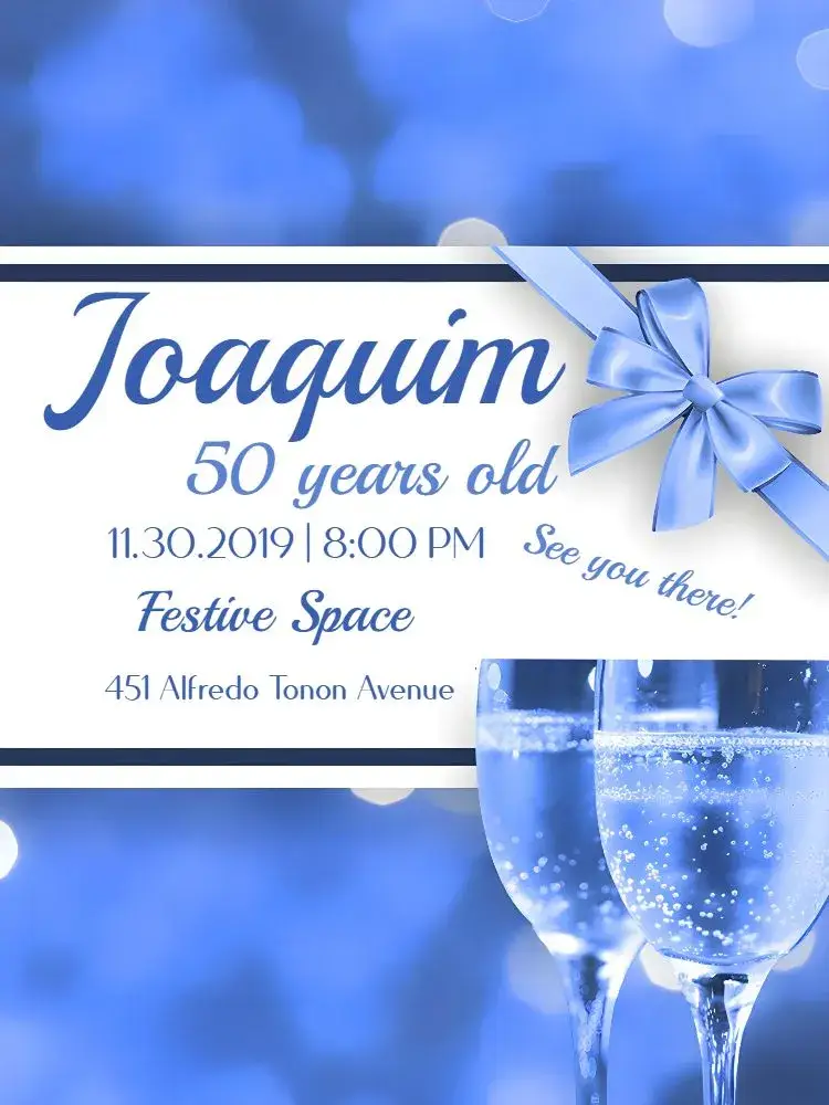 Invite 50 Years Male Adult - Blue Shades editable and customizable
