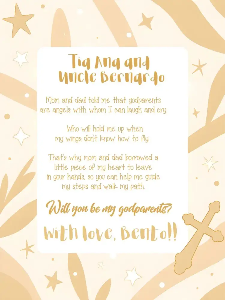 Invitation Godparents Of Baptism Girl – Baptism theme delicate, religious, minimalist, soft, pastel, charming