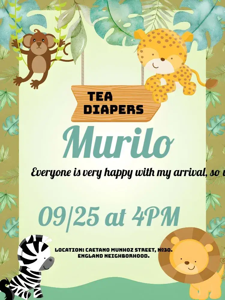 Safari Green Diaper Shower invitation